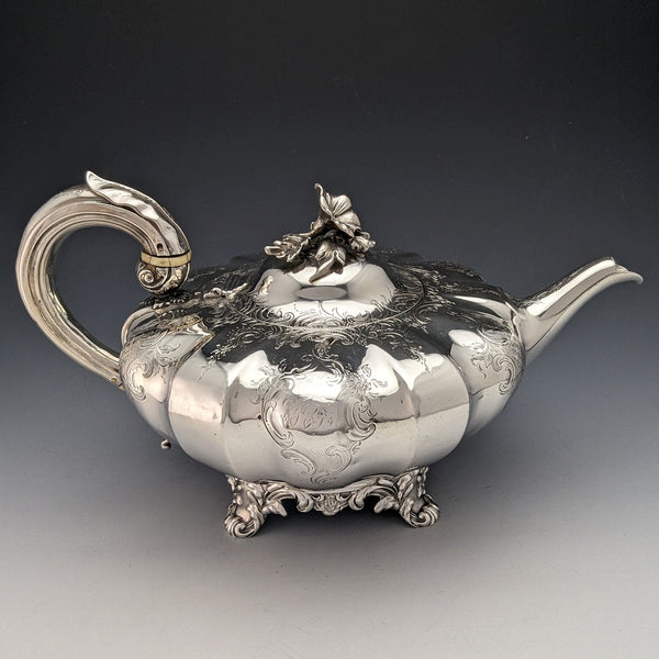 1847 年英國古董純銀瓜形茶壺 696 克 Charles&George